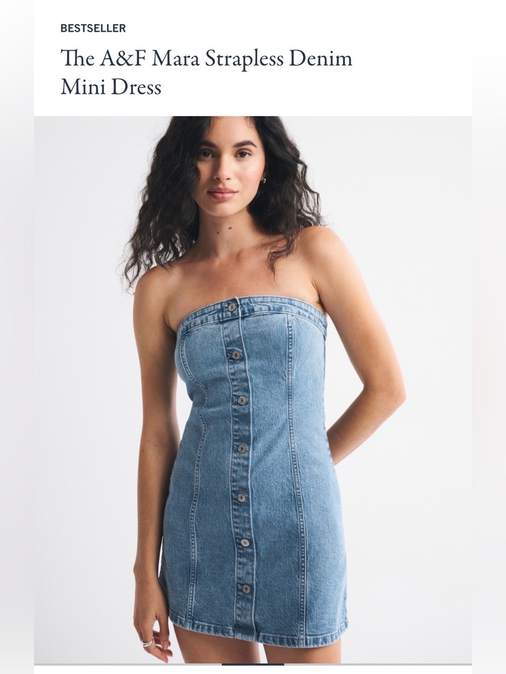 Abercrombie & Fitch Mara Strapless Denim Mini Dress in Light Blue - Picture 4 of 5
